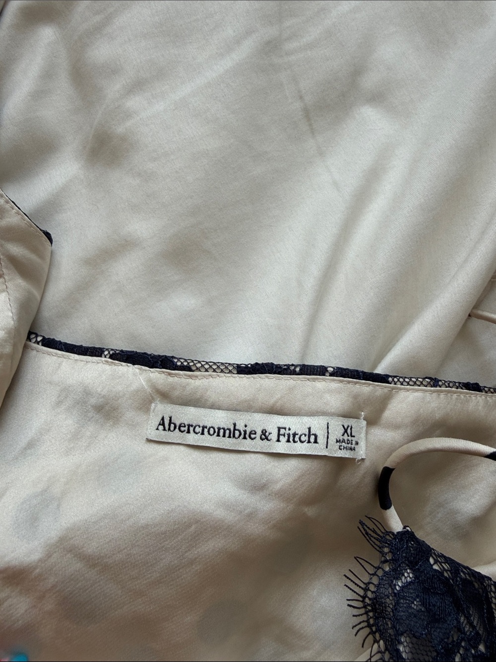 Abercrombie & Fitch Navy Lace and Cream Polka Dot Satin Cami - Picture 3 of 4